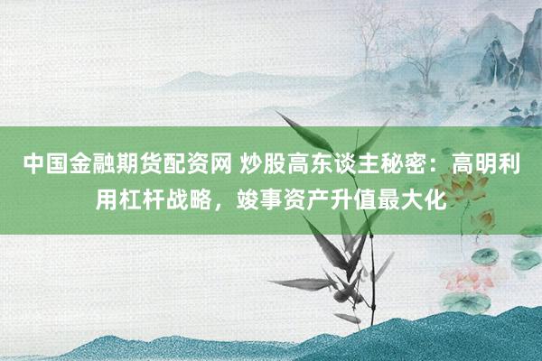 中国金融期货配资网 炒股高东谈主秘密：高明利用杠杆战略，竣事资产升值最大化