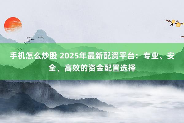 手机怎么炒股 2025年最新配资平台：专业、安全、高效的资金配置选择